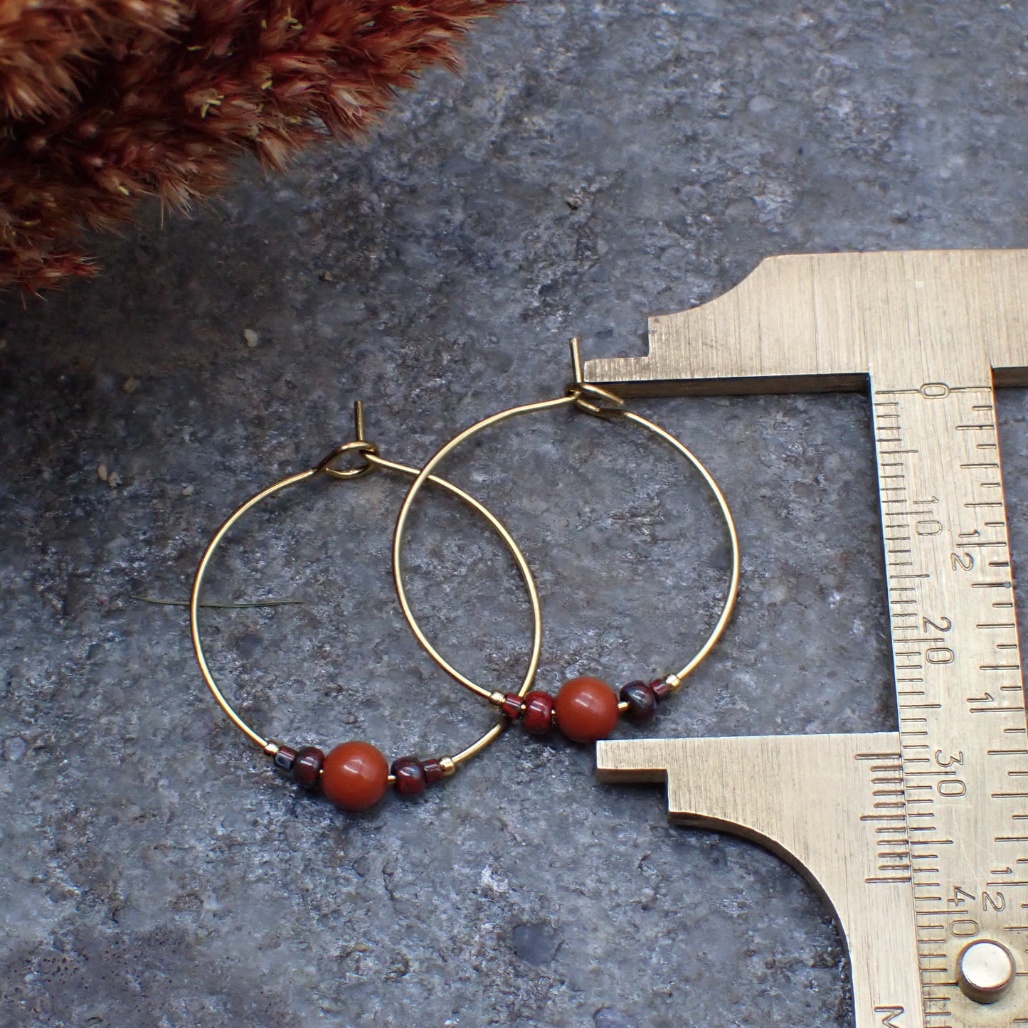 Hoop Earrings - Red Jasper