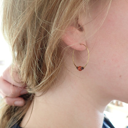 Hoop Earrings - Red Jasper