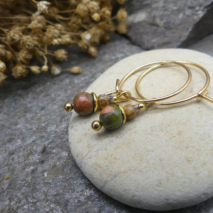 Earrings - Unakite