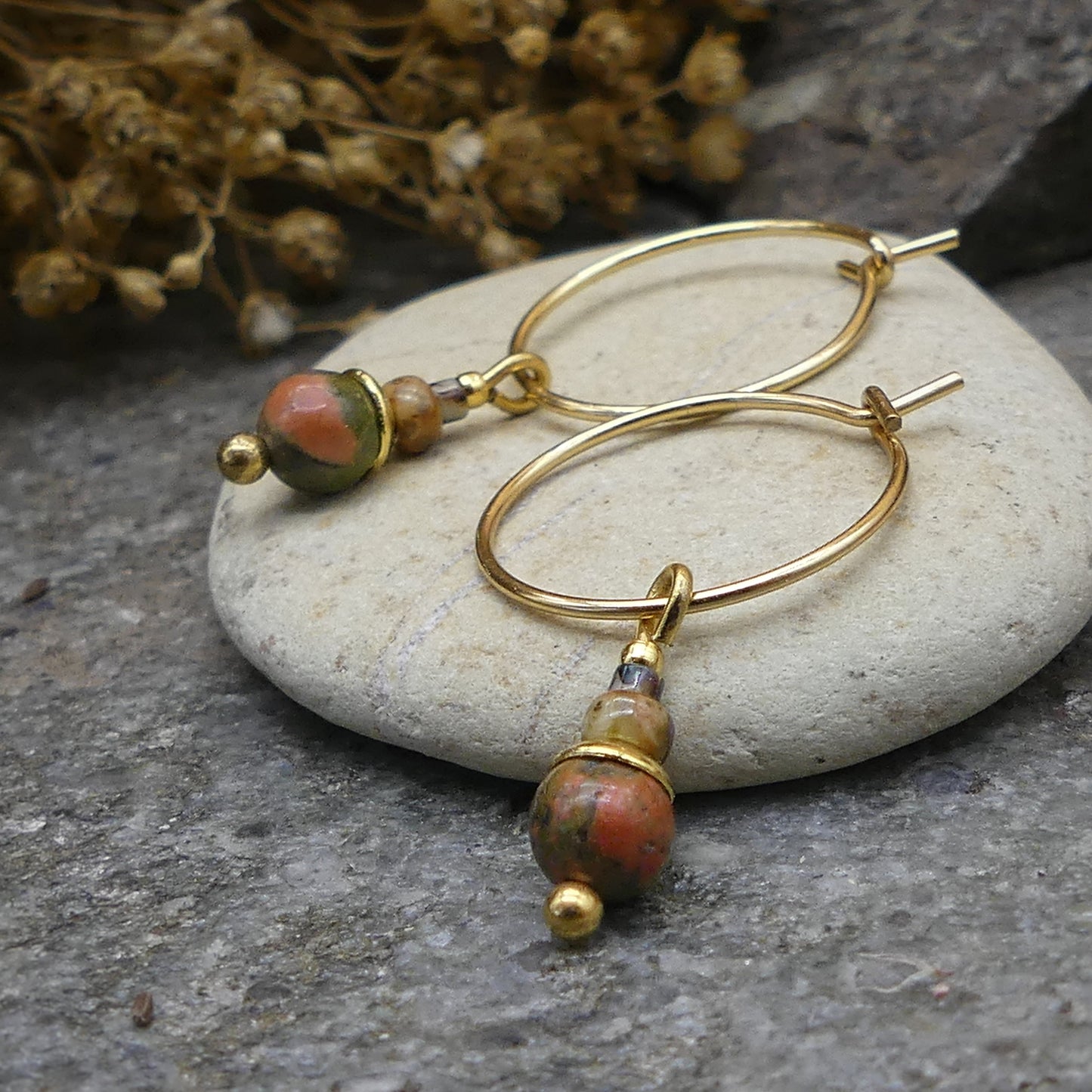 Earrings - Unakite