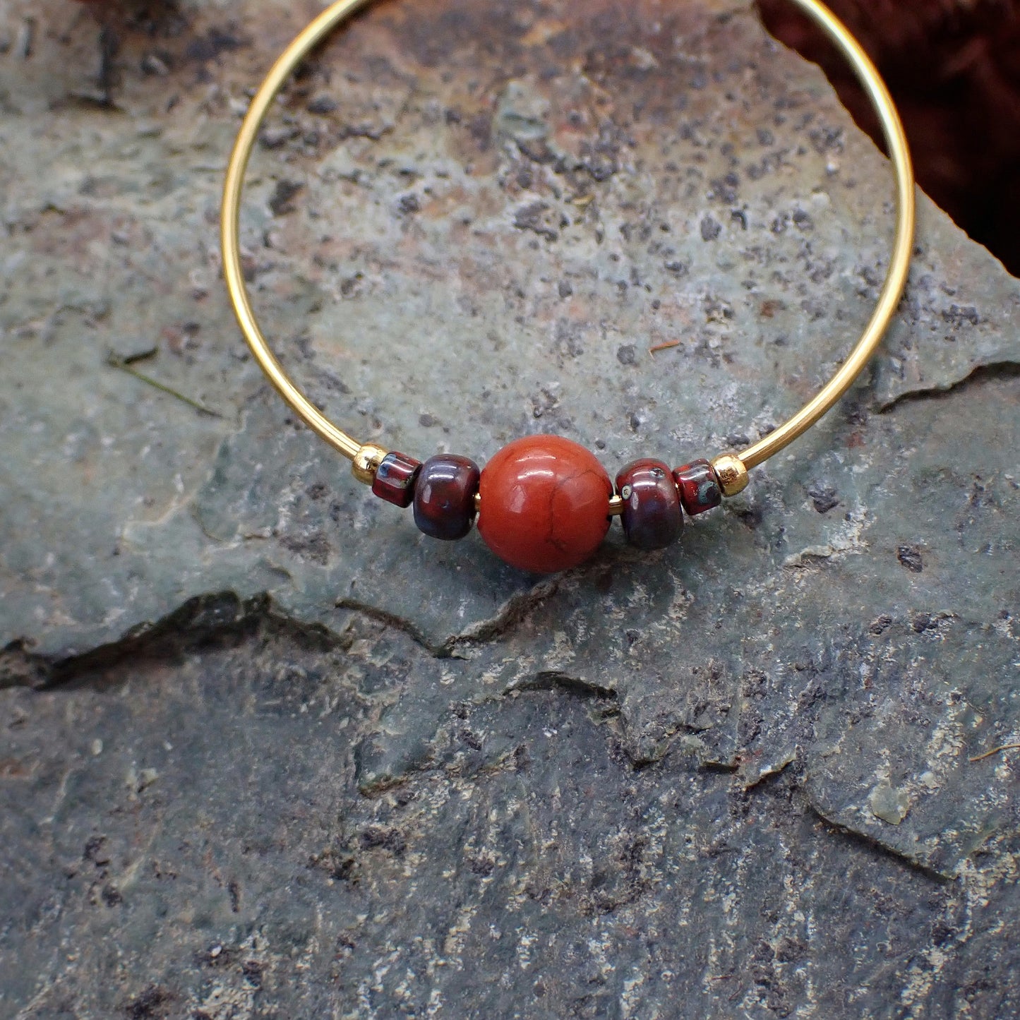 Hoop Earrings - Red Jasper